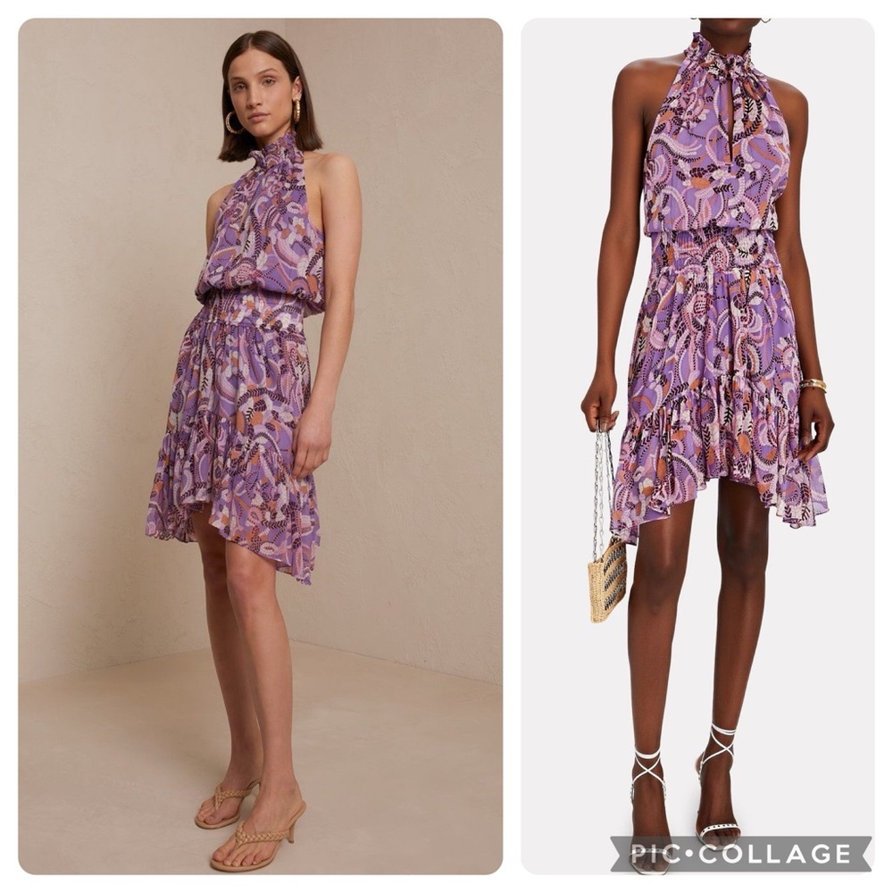 A.L.C Cody silk halter neck asymmetrical dress
